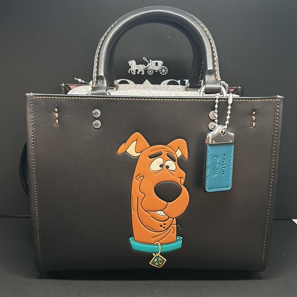 NWT Coach x Scooby Doo! Rogue 25 Black Leather Cartoon CG202 Crossbody Purse Bag - Picture 10 of 13